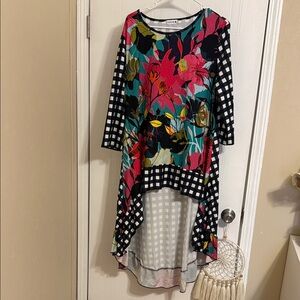 Floral and Checkered Women's Tunic